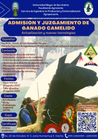 19 al 27 de Agosto - Invitaciòn al curso de Admisiòn y Juzgamiento de ganado camélido